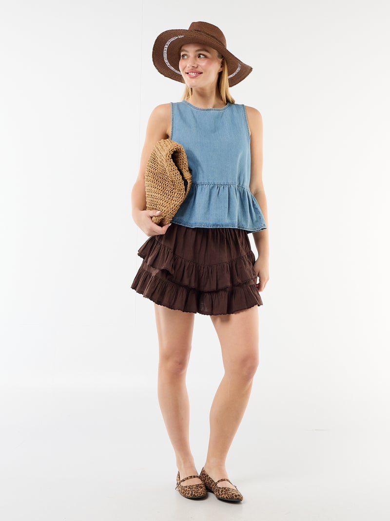 Falda con volantes Marron - Kiabi