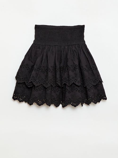 Falda con volantes y bordados ingleses - Kiabi