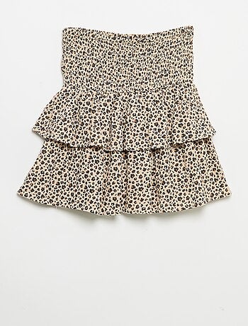 Falda con volantes y estampado de leopardo