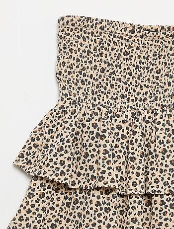 Falda con volantes y estampado de leopardo