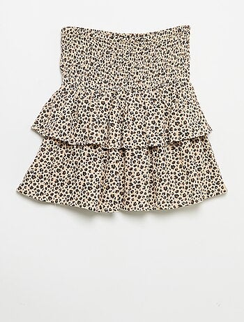 Falda con volantes y estampado de leopardo