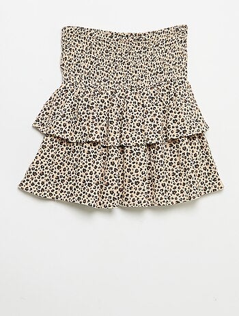 Falda con volantes y estampado de leopardo