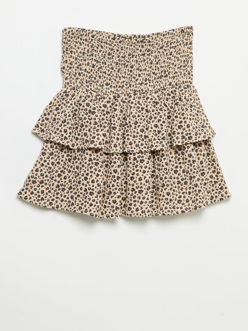 Falda con volantes y estampado de leopardo Beige - Kiabi