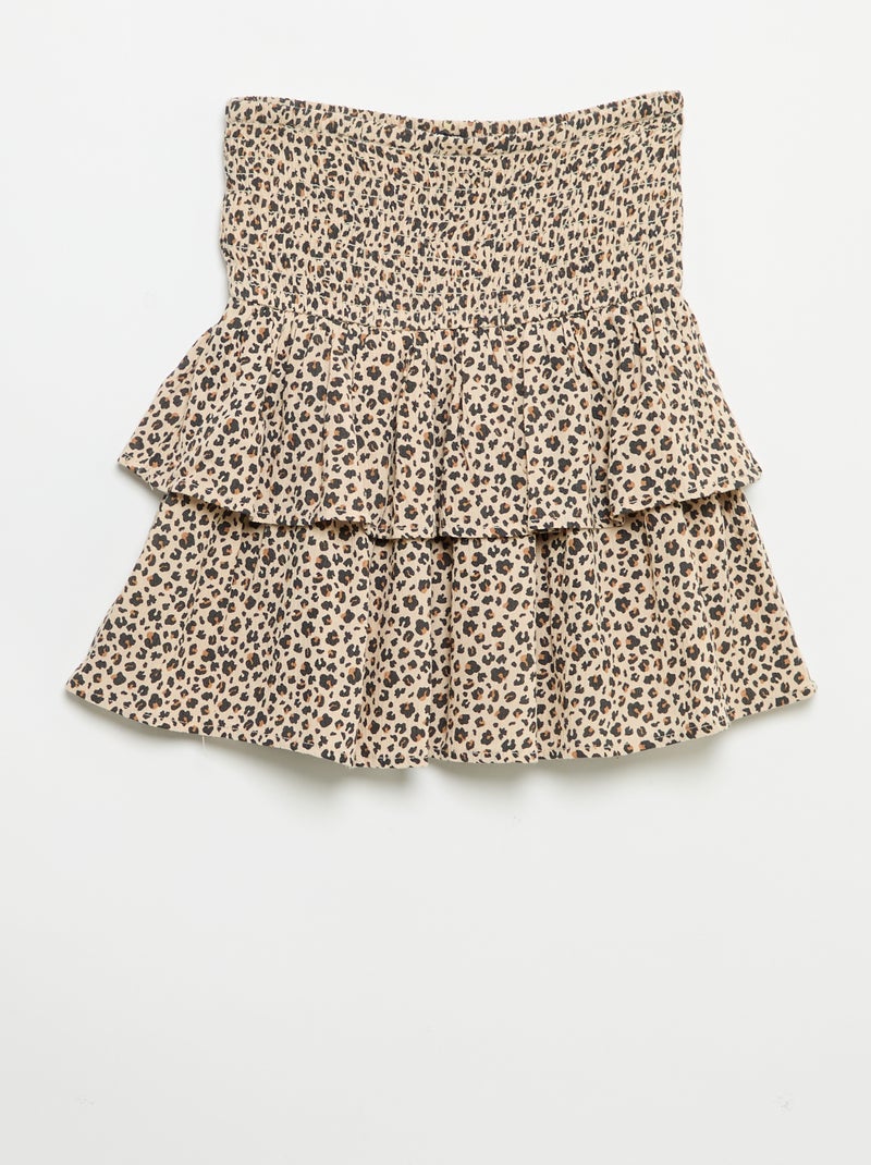 Falda con volantes y estampado de leopardo Beige - Kiabi