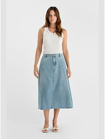 Falda con vuelo, skater denim ANETTE