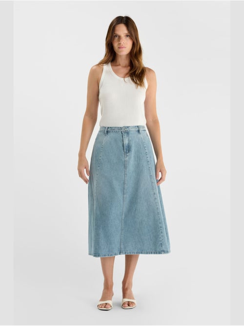 Falda con vuelo, skater denim ANETTE - Kiabi Falda con vuelo, skater denim ANETTE - Kiabi