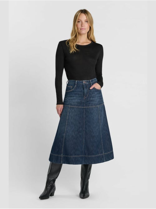 Falda con vuelo, skater denim fany - Kiabi