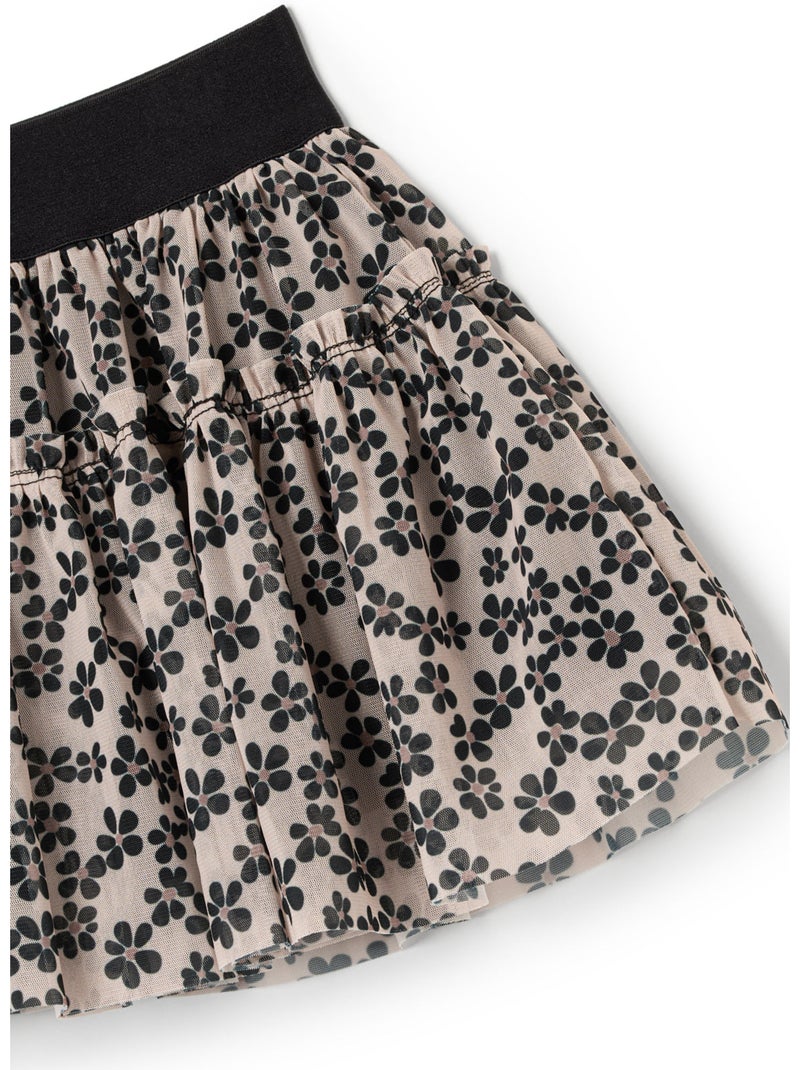 Falda conguitos falda estampado floral Marrón - Kiabi