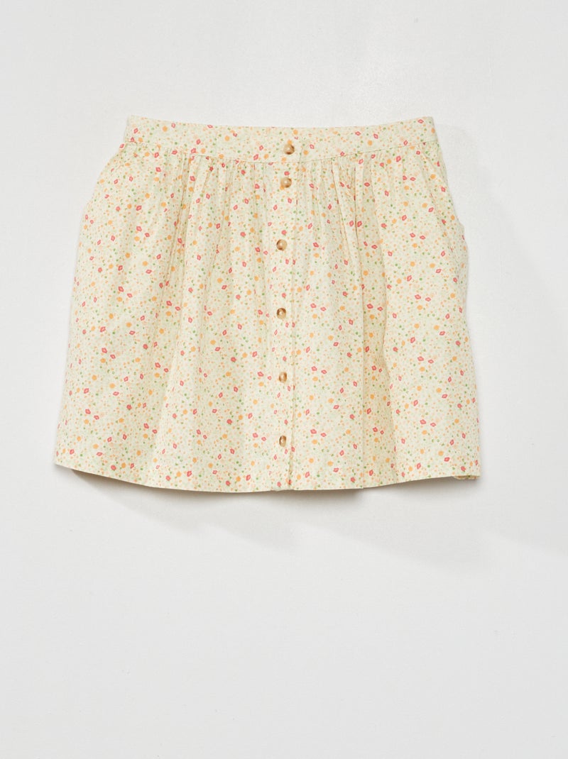 Falda corta con botones BLANCO - Kiabi