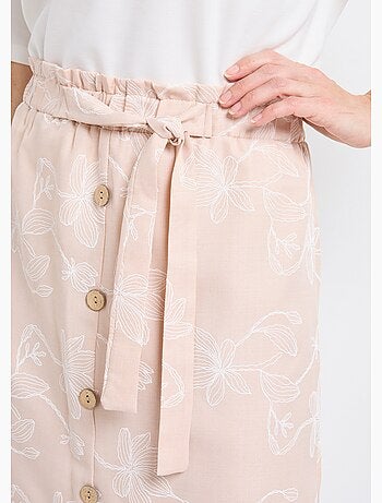 Falda corta con estampado floral serigrafiado. - Afibel