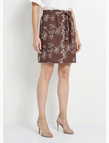 Falda corta con estampado floral serigrafiado. - Afibel