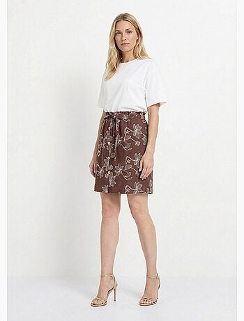 Falda corta con estampado floral serigrafiado. - Afibel