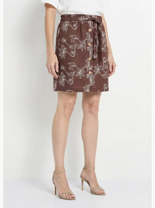 Falda corta con estampado floral serigrafiado. - Afibel - Kiabi