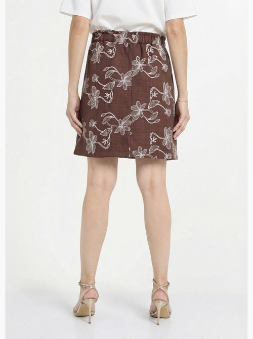 Falda corta con estampado floral serigrafiado. - Afibel - Kiabi