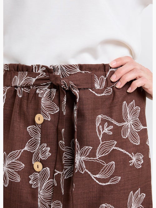 Falda corta con estampado floral serigrafiado. - Afibel - Kiabi