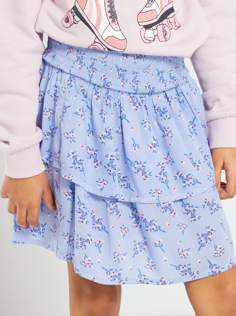 Falda corta con volante AZUL - Kiabi