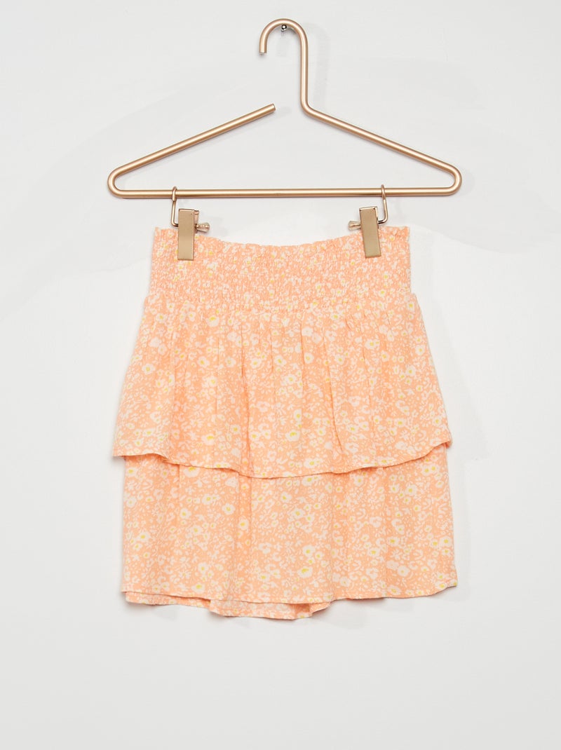 Falda corta con volante NARANJA - Kiabi