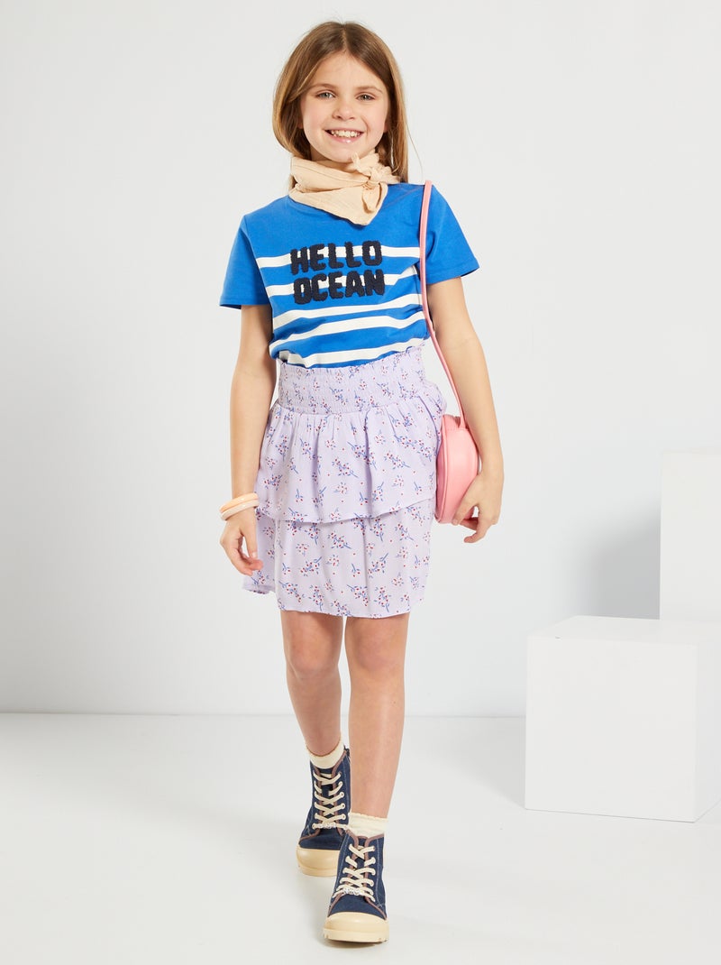 Falda corta con volante PURPURA - Kiabi