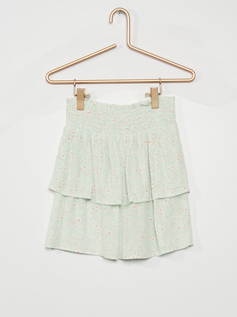 Falda corta con volante VERDE - Kiabi