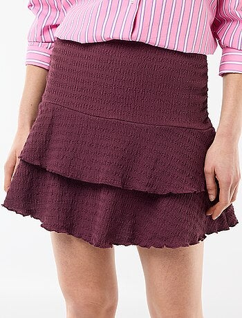Falda corta con volantes de punto crinkle