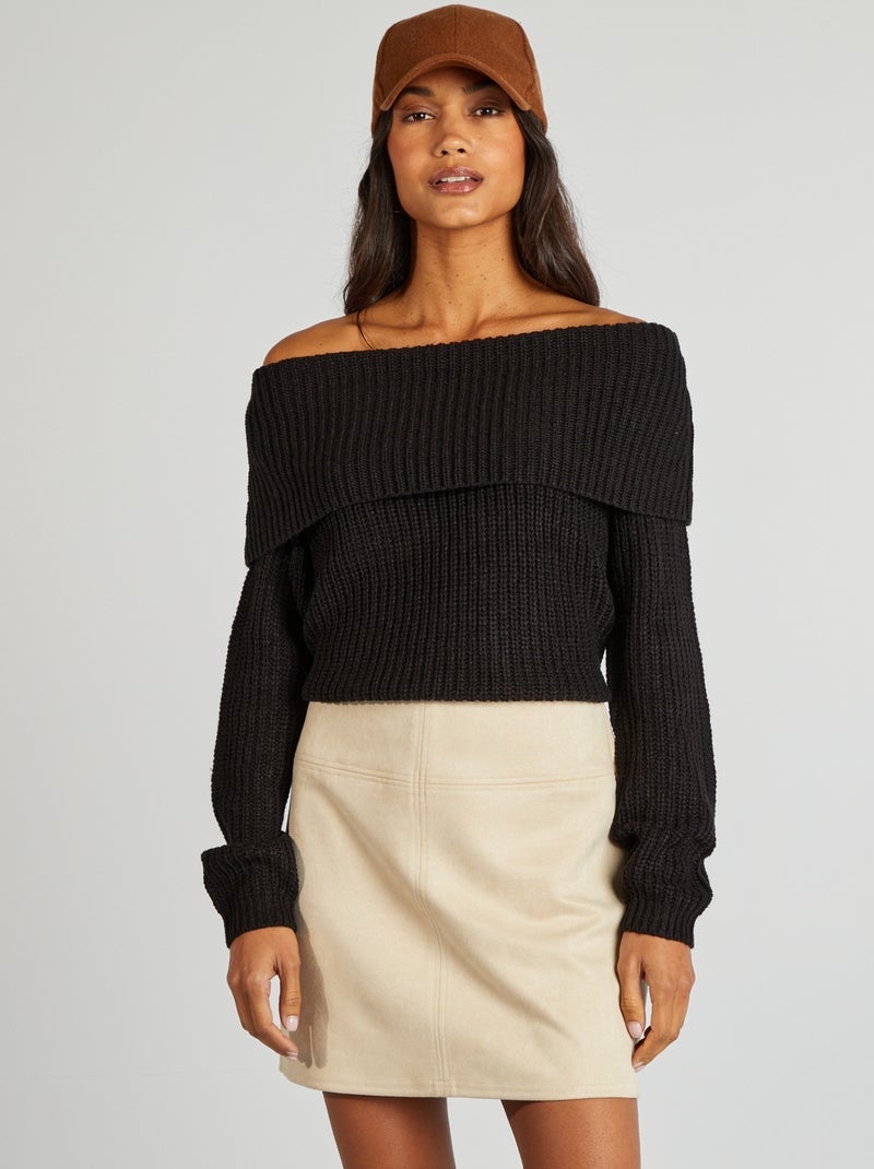 Falda corta de antelina BEIGE - Kiabi