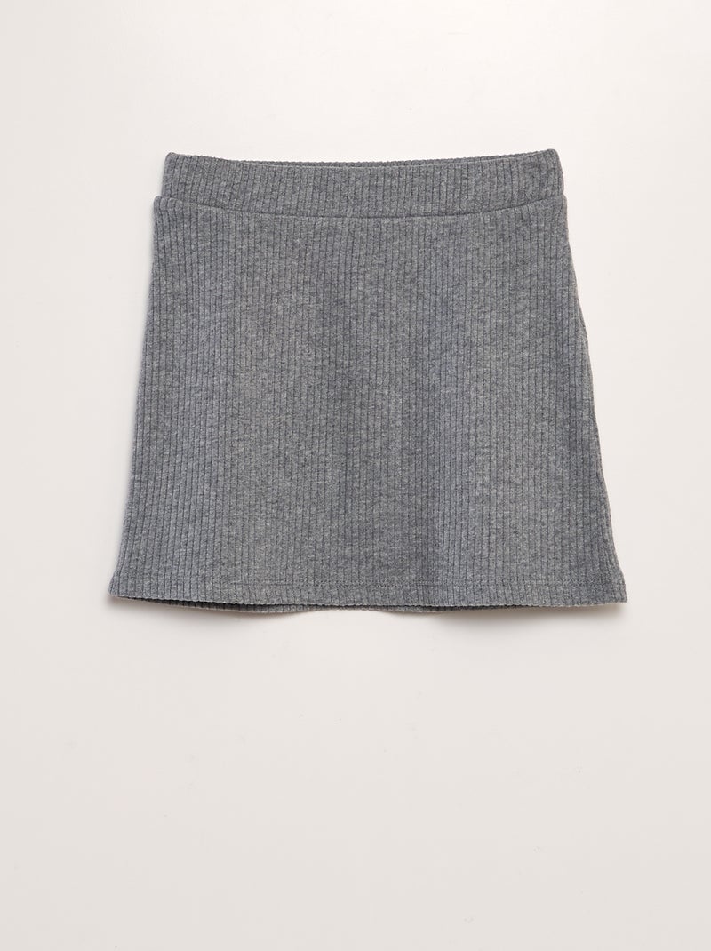 Falda corta de canalé GRIS - Kiabi