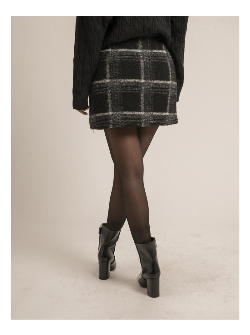 Falda corta de cuadros XARILIA Negro - Kiabi