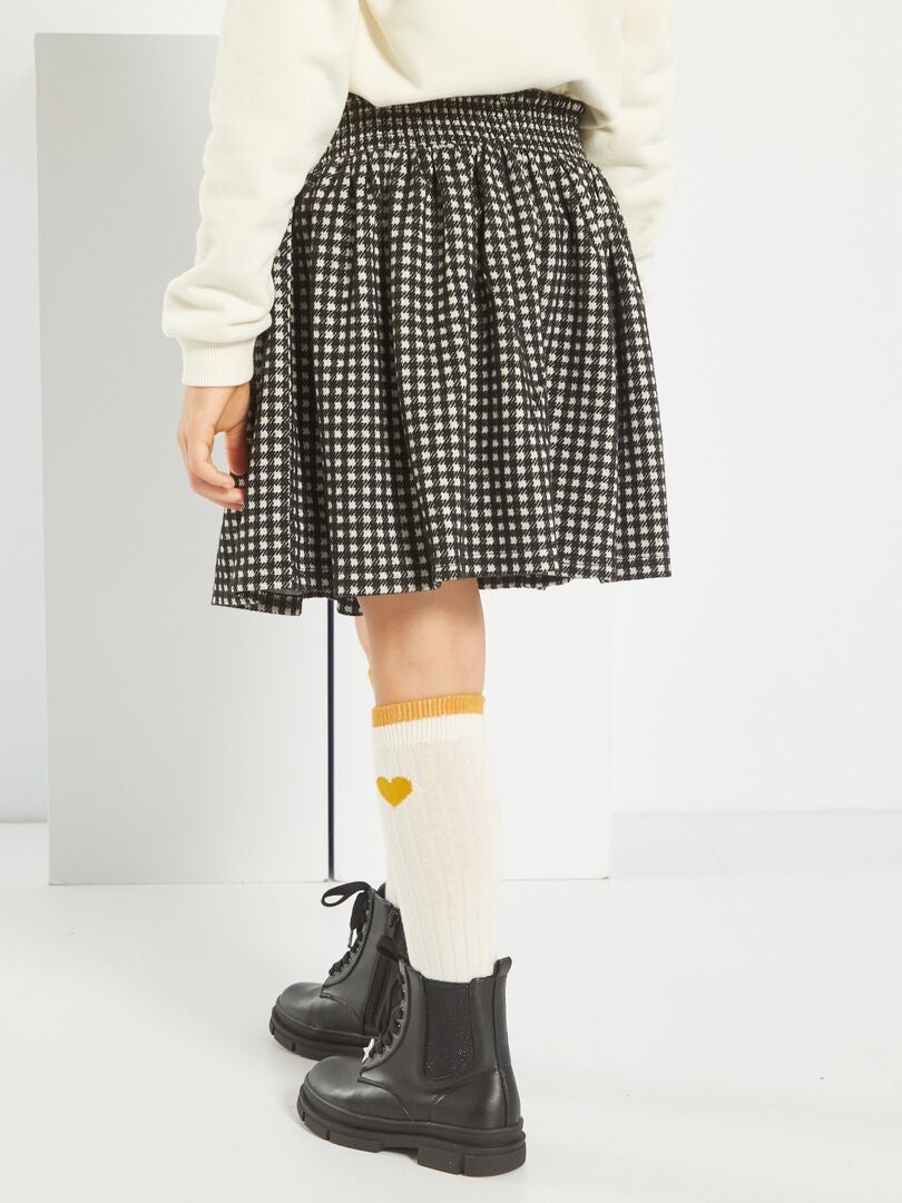 Falda corta de estilo 'escocés' NEGRO - Kiabi