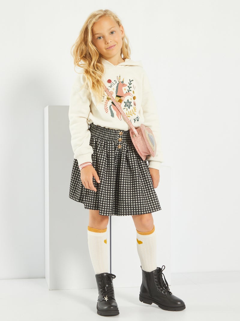 Falda corta de estilo 'escocés' NEGRO - Kiabi