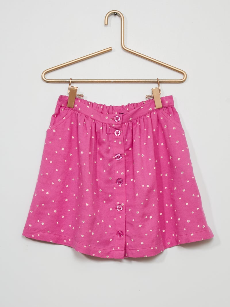 Falda corta de flores ROSA - Kiabi
