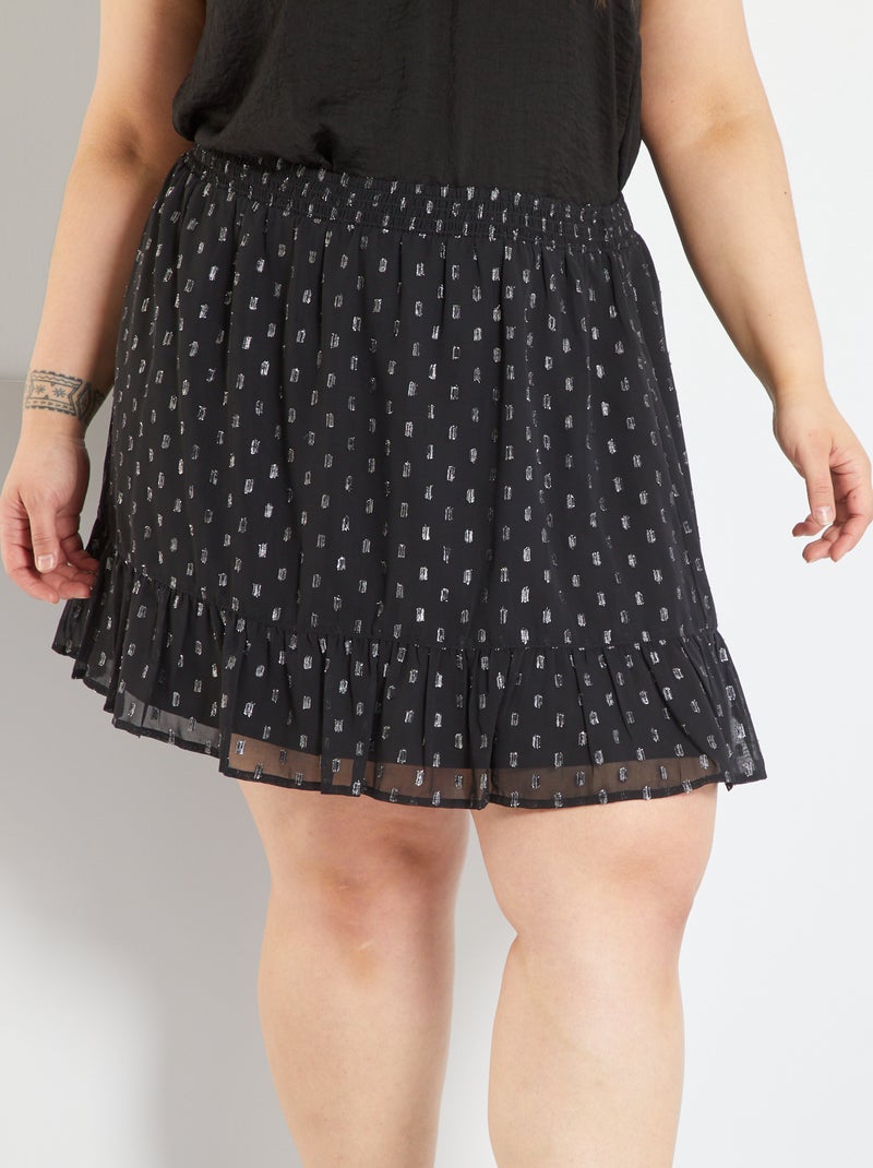 Falda corta de gasa Negro - Kiabi