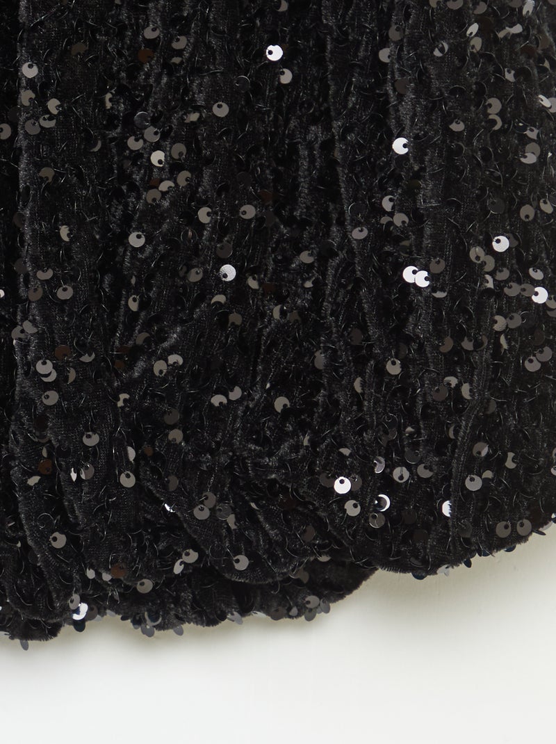 Falda corta de lentejuelas lisa Negro - Kiabi