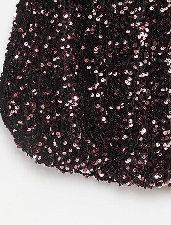 Falda corta de lentejuelas lisa