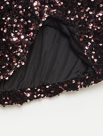 Falda corta de lentejuelas lisa