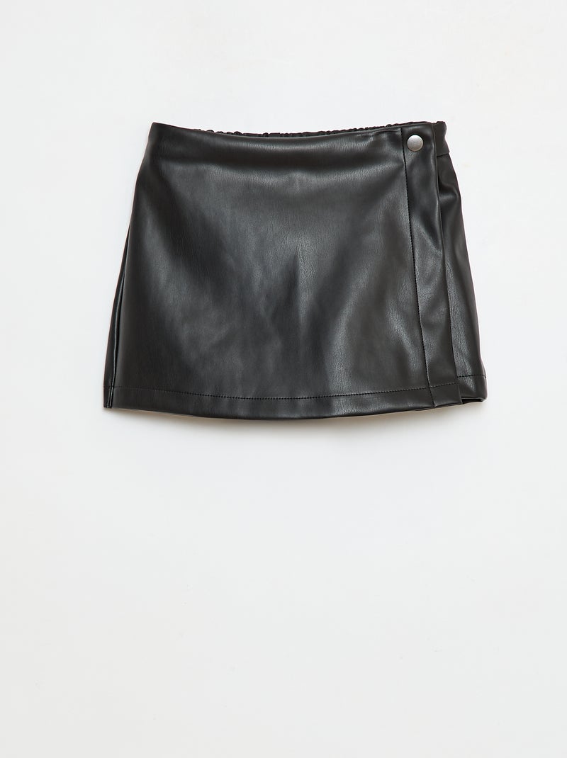 Falda corta de polipiel Negro - Kiabi
