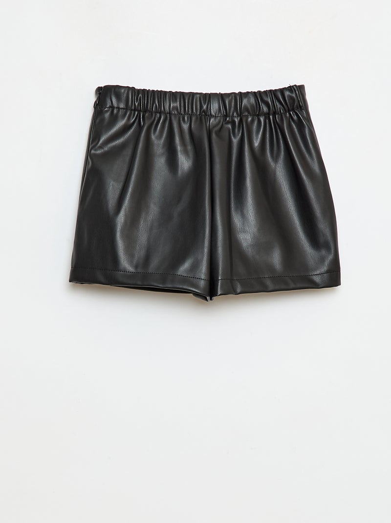 Falda corta de polipiel Negro - Kiabi