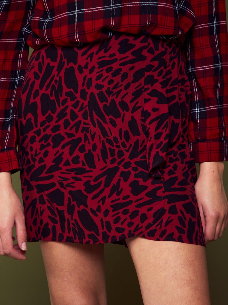 Falda corta de punto de crepé ROJO - Kiabi