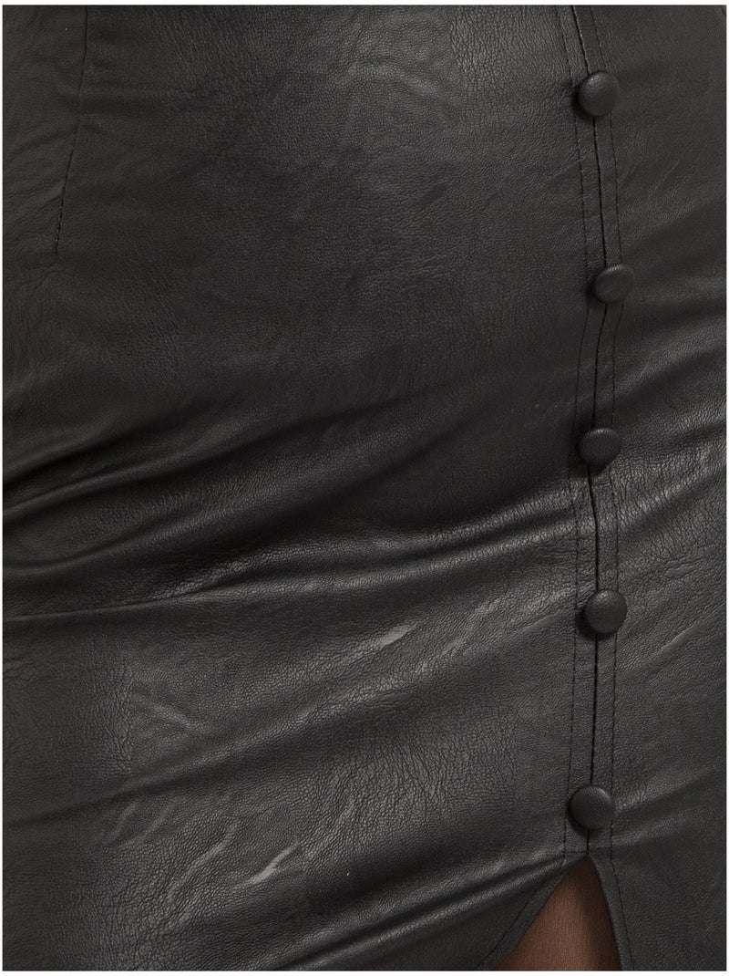 Falda corta de símil cuero XIVINA Negro - Kiabi
