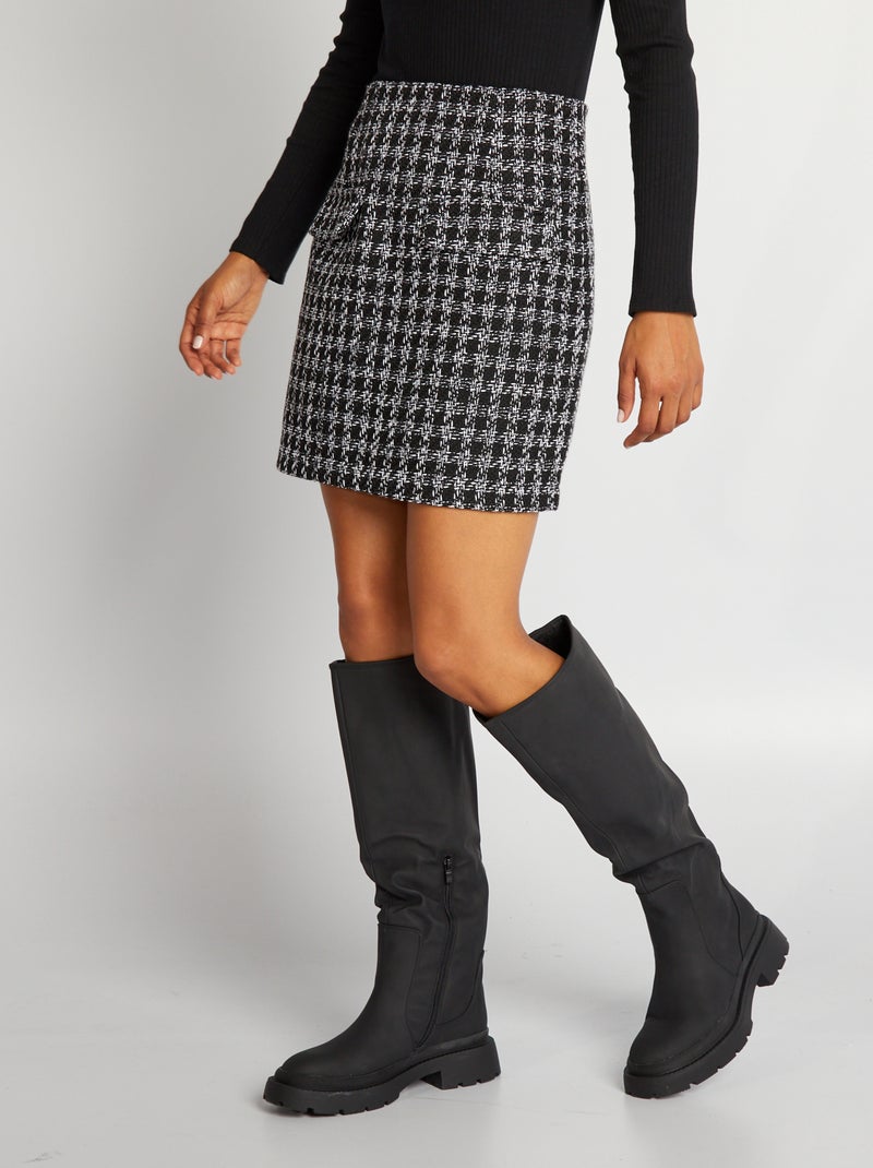 Falda corta de tweed NEGRO - Kiabi