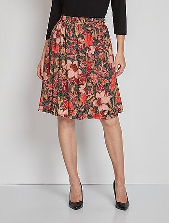 Falda corta de vuelo con estampado floral - Afibel