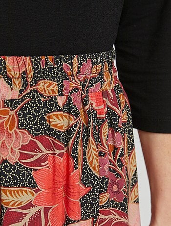 Falda corta de vuelo con estampado floral - Afibel