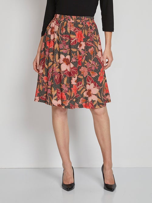 Falda corta de vuelo con estampado floral - Afibel - Kiabi