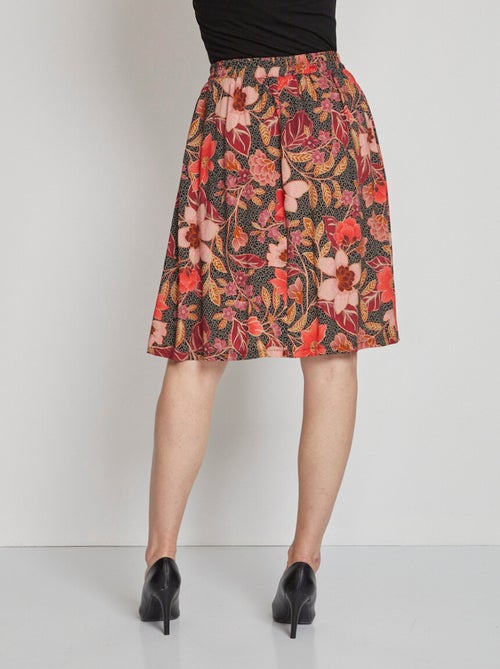 Falda corta de vuelo con estampado floral - Afibel - Kiabi