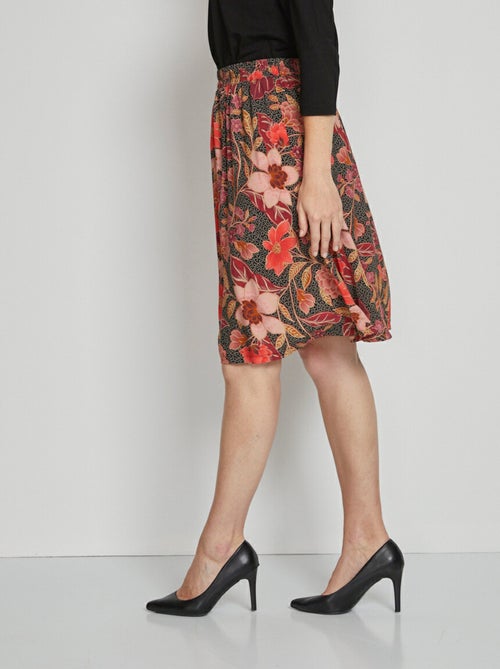 Falda corta de vuelo con estampado floral - Afibel - Kiabi