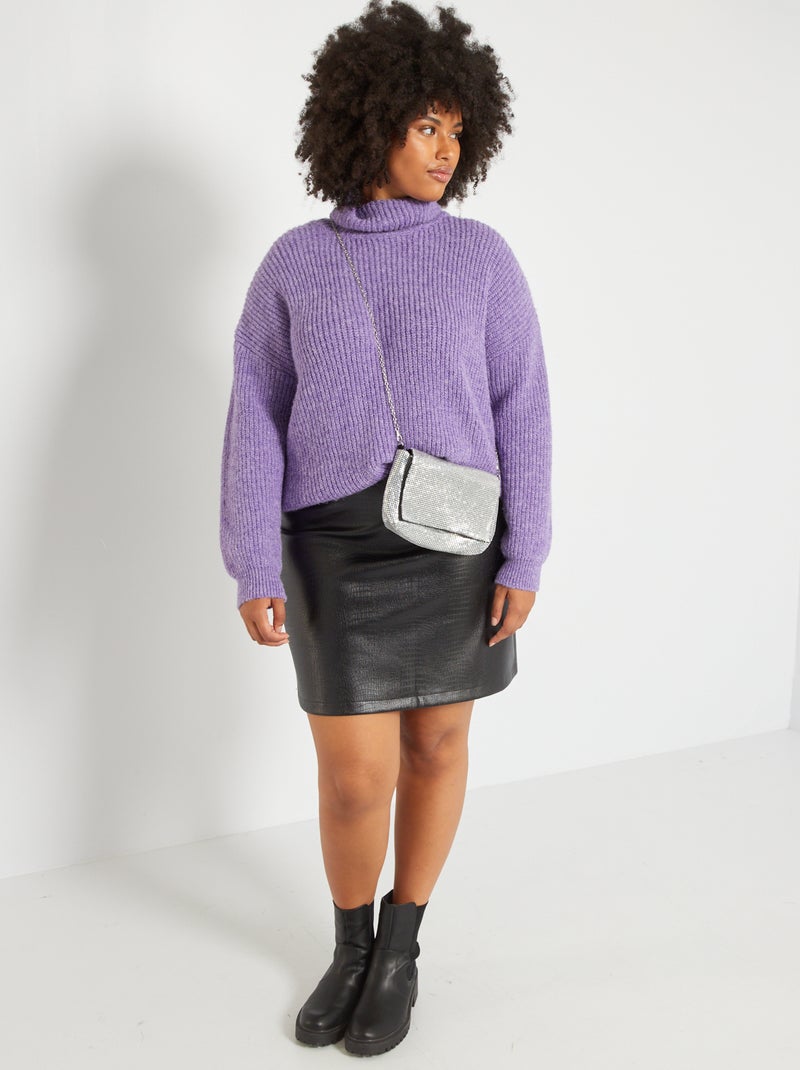 Falda corta efecto 'cocodrilo' Negro - Kiabi