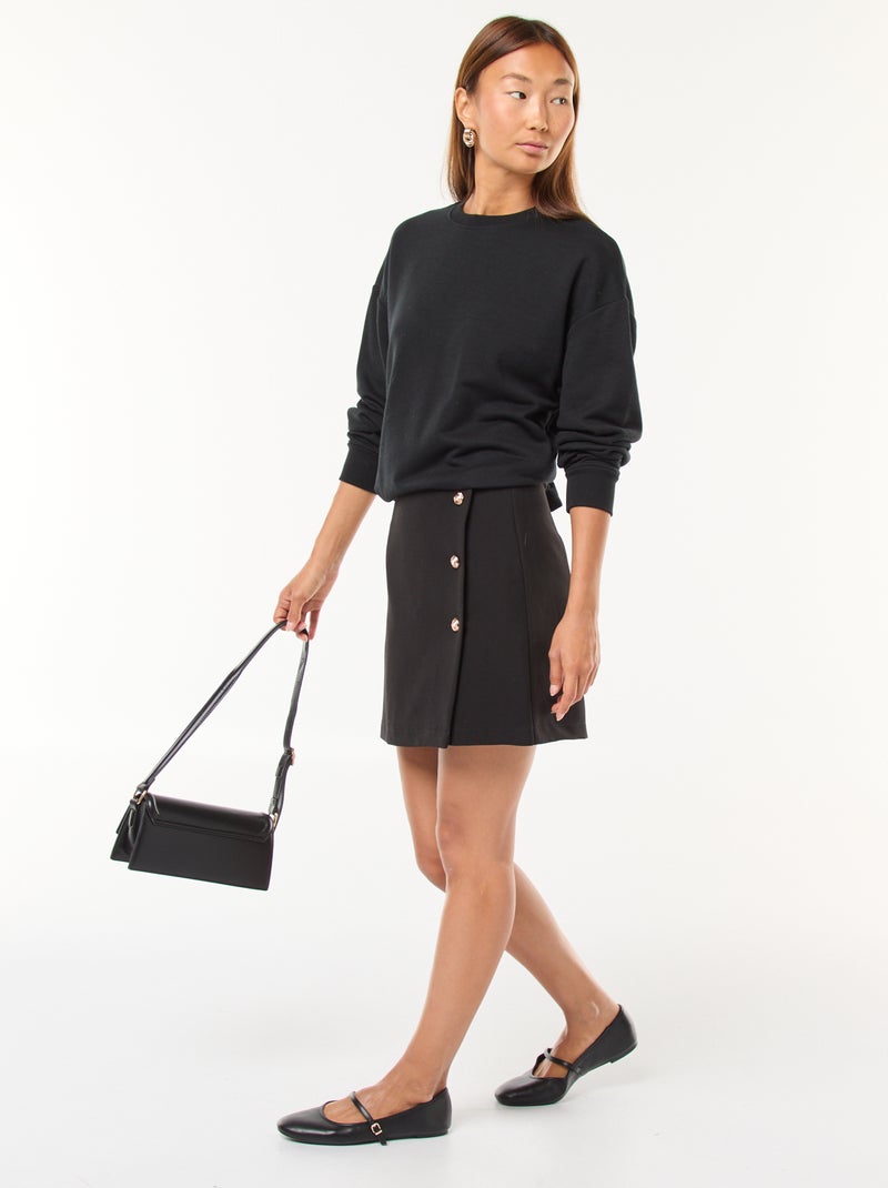 Falda corta en Milano con botones dorados Negro - Kiabi