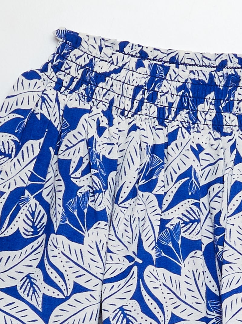 Falda corta estampada con volantes AZUL - Kiabi