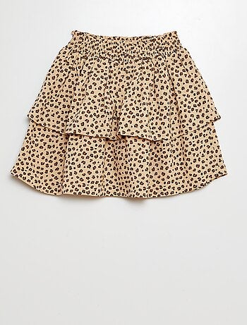 Falda corta estampada con volantes