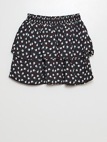 Falda corta estampada con volantes