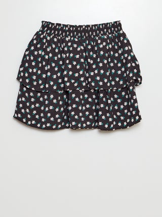 Falda corta estampada con volantes